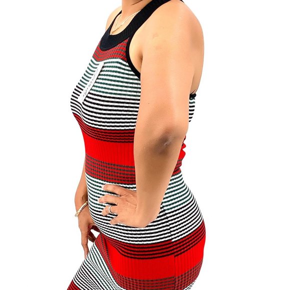 Dresses & Skirts - Women's New Arrival Fashion Striped Sleeveless Bodycon Dress Size One Size Red